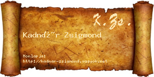 Kadnár Zsigmond névjegykártya